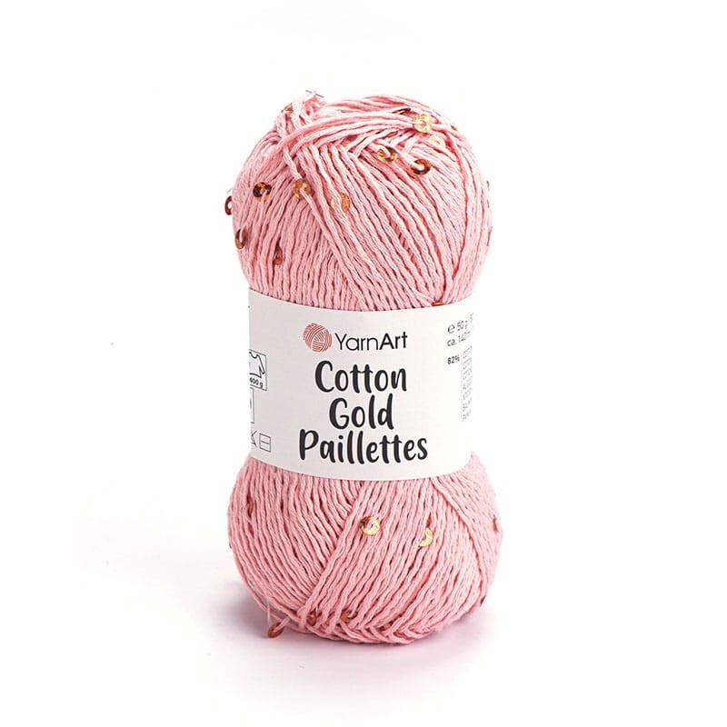 Włóczka z cekinami YarnArt Cotton Gold Paillettes 7108 / róż