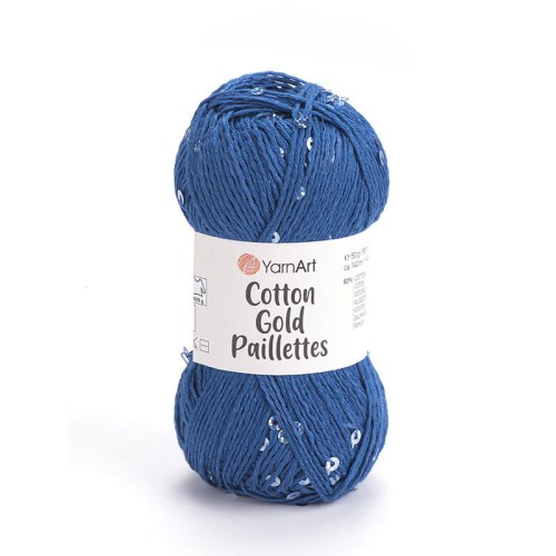 Włóczka z cekinami YarnArt Cotton Gold Paillettes 7111 / ciemny niebieski