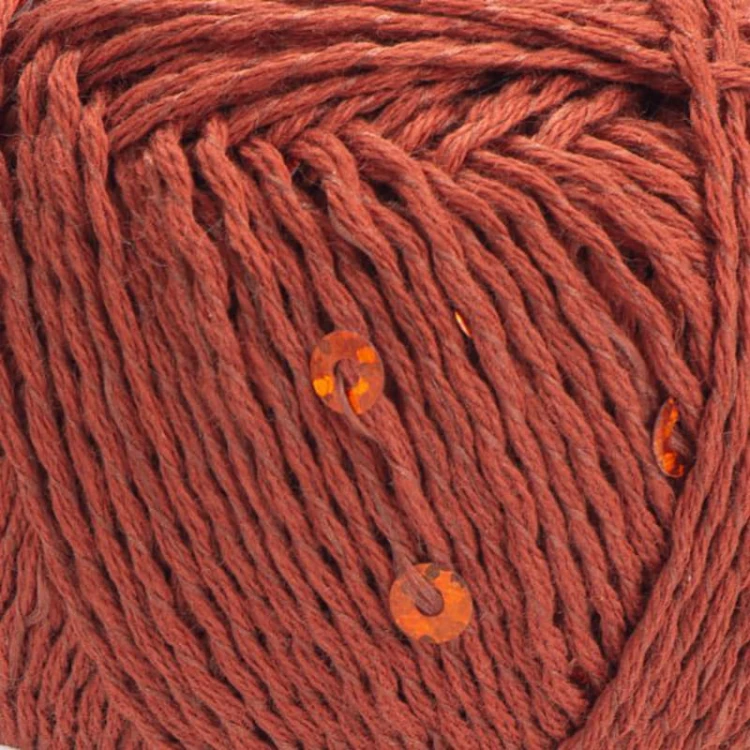 Włóczka z cekinami YarnArt Cotton Gold Paillettes 7117 / cegła