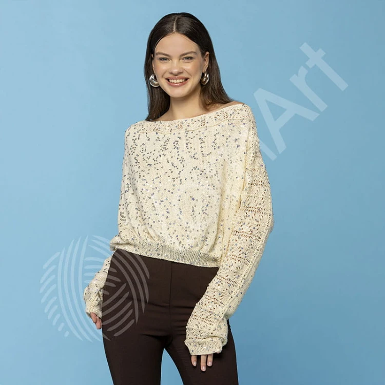 Włóczka z cekinami YarnArt Cotton Gold Paillettes 7115 / czerwień