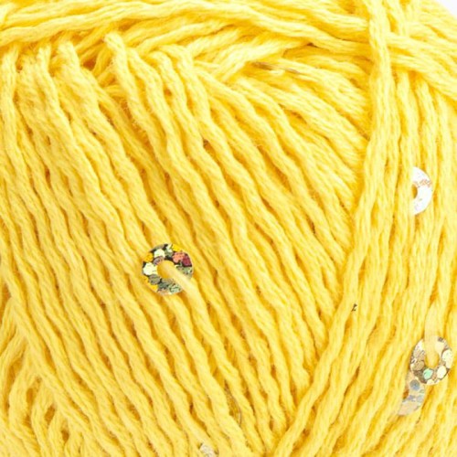 Włóczka z cekinami YarnArt Cotton Gold Paillettes 7106 / żółty ze złotem