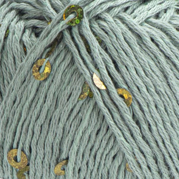 Włóczka z cekinami YarnArt Cotton Gold Paillettes 7113 / szałwia ze złotem