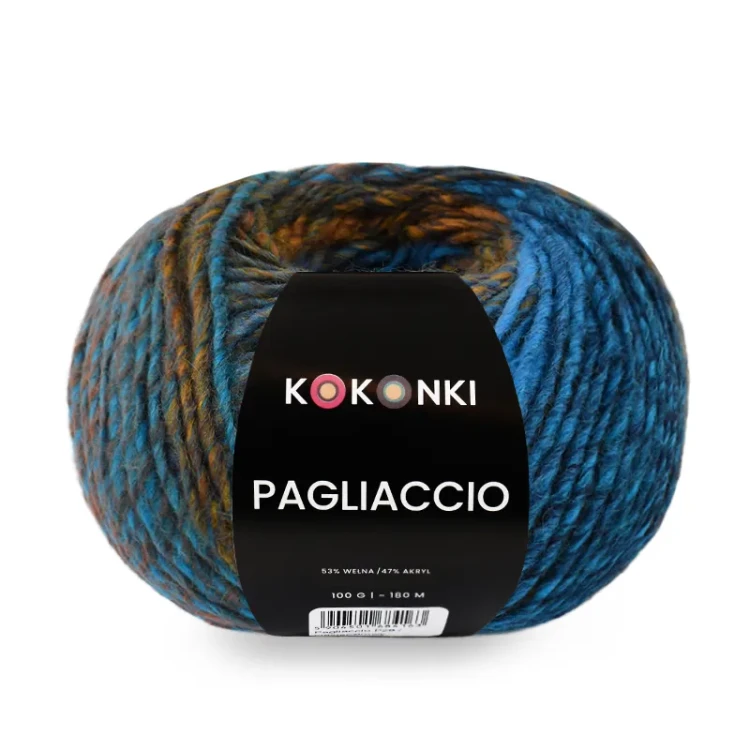 Włóczka KOKONKI Pagliaccio P25 / bursztyn & turkus / ~180 m