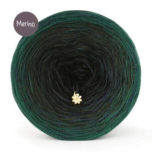 KOKONEK Rare Merino R205 Włóczykij - Ciemna zieleń/butelkowa zieleń/czerń + 1 nitka navy (3 nitki + 1)