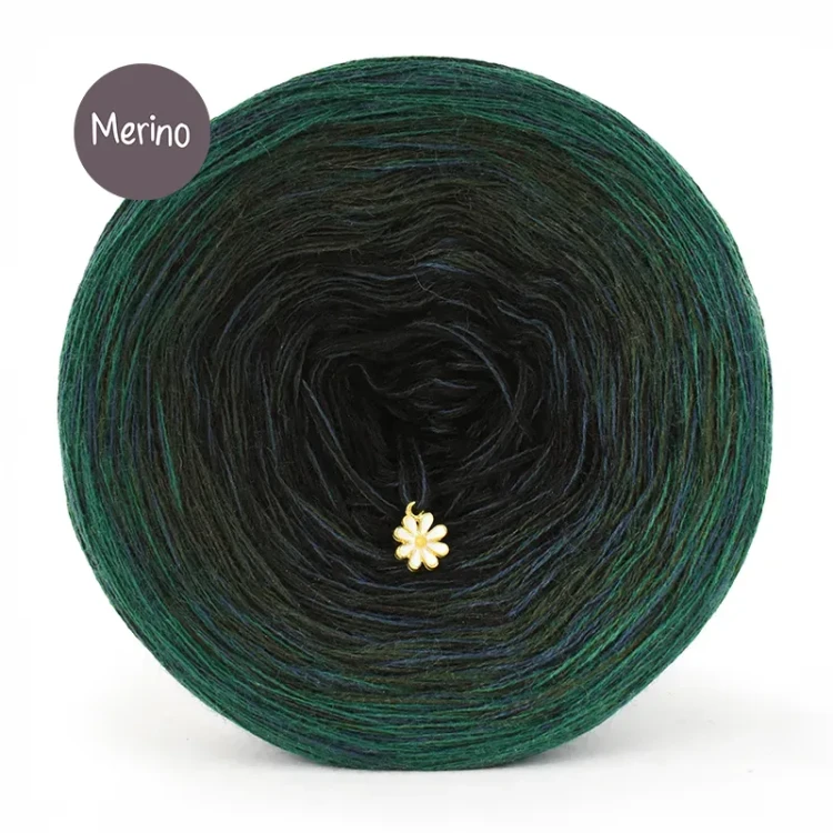 KOKONEK Rare Merino R205 Włóczykij - Ciemna zieleń/butelkowa zieleń/czerń + 1 nitka navy (3 nitki + 1)