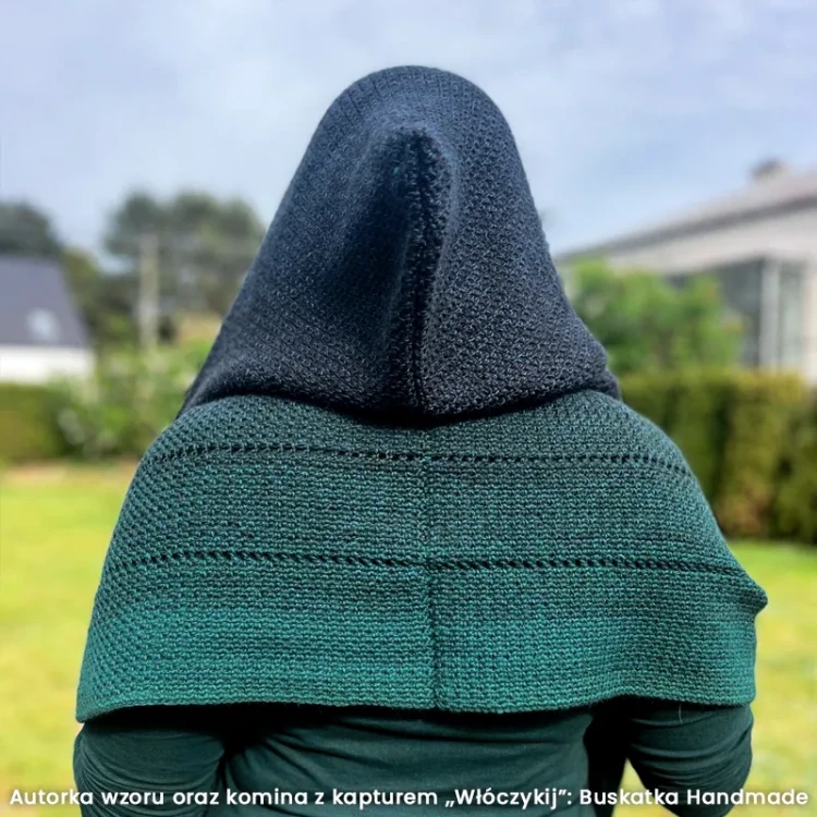 Komin z kapturem "Włóczykij" - Buskatka Handmade - 4 nitki, 1200 m + 500 m