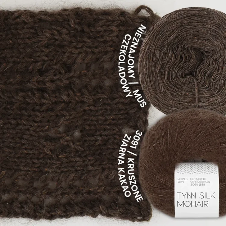 KOKONEK Nieznajomy /  mus czekoladowy + Sandnes Garn Tynn Silk Mohair 3091 / kruszone ziarna kakao