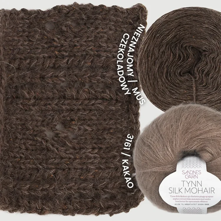 KOKONEK Nieznajomy /  mus czekoladowy + Sandnes Garn Tynn Silk Mohair 3161 / kakao