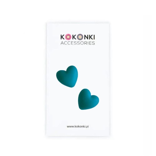 Stopery do drutów Kokonki Accessories / serduszko / ciemny szmaragd / 2 szt