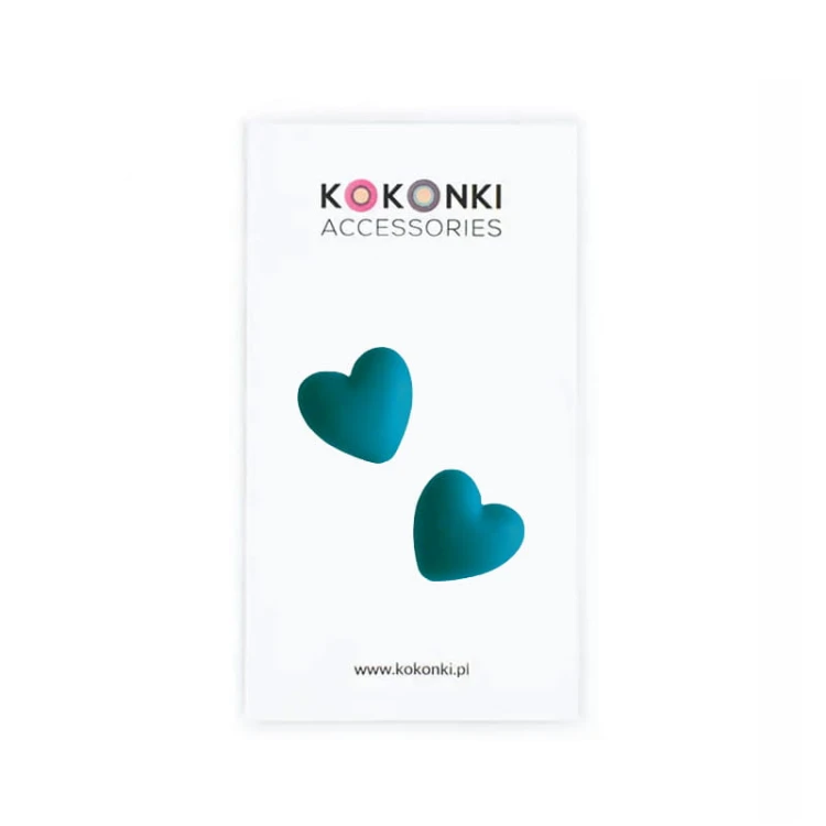 Stopery do drutów Kokonki Accessories / serduszko / ciemny szmaragd / 2 szt