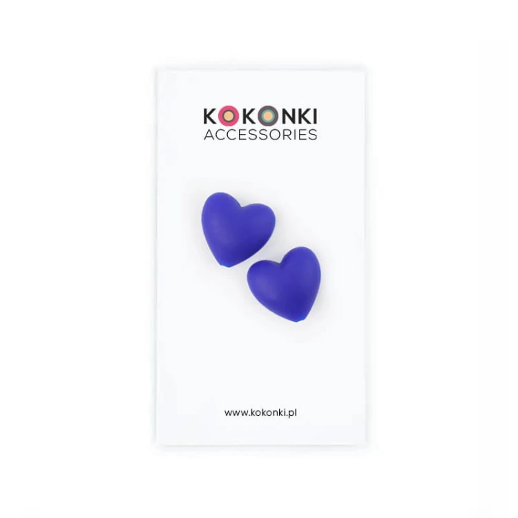 Stopery do drutów Kokonki Accessories / serduszko / atrament / 2 szt