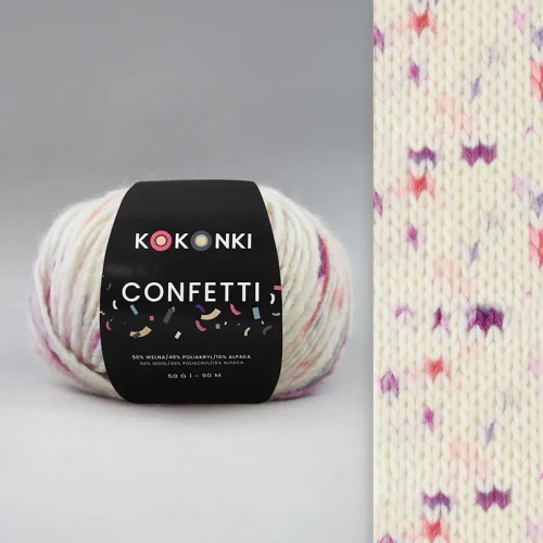 Włóczka KOKONKI Confetti 01 / ~90 m