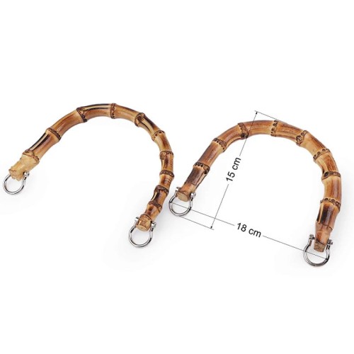Uchwyty / rączki do torebki bambusowe / 15x18 cm / ciemny bambus-nikiel  / 2 szt / 890637
