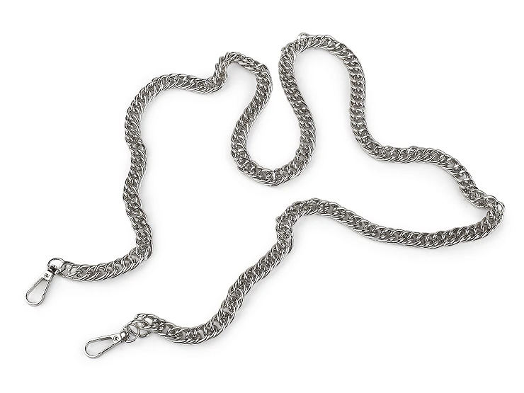 Łańcuszek do torebki z karabińczykiem / dł. 120 cm / szer. 12 mm / nikiel / 930150