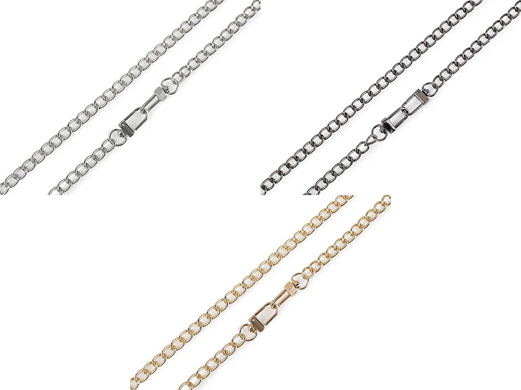 Łańcuszek do torebki z karabińczykiem / 8 mm / 125 cm / czarny nikiel / 930722