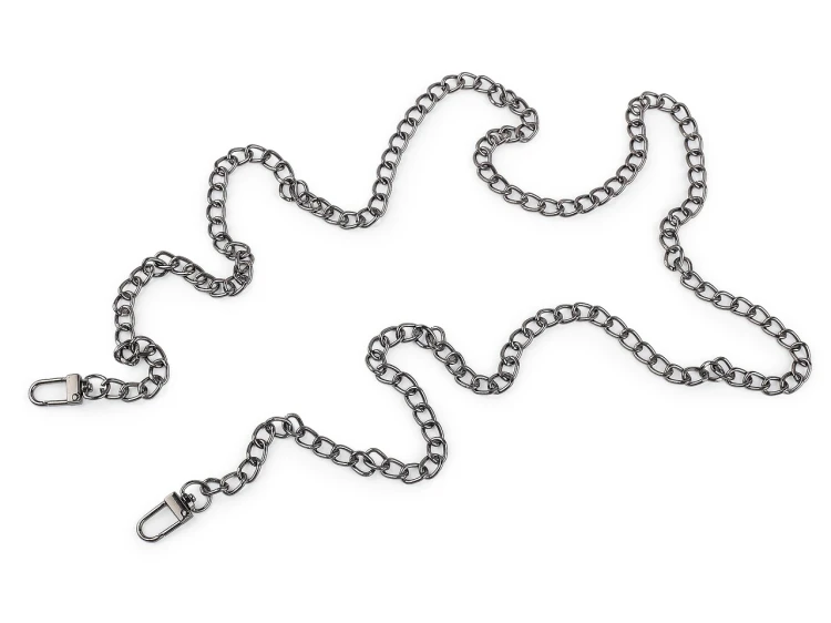 Łańcuszek do torebki z karabińczykiem / 8 mm / 125 cm / czarny nikiel / 930722