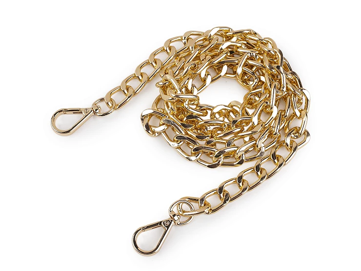 Łańcuszek do torebki z karabińczykiem / 12 mm / 125 cm / czarny nikiel / 930721