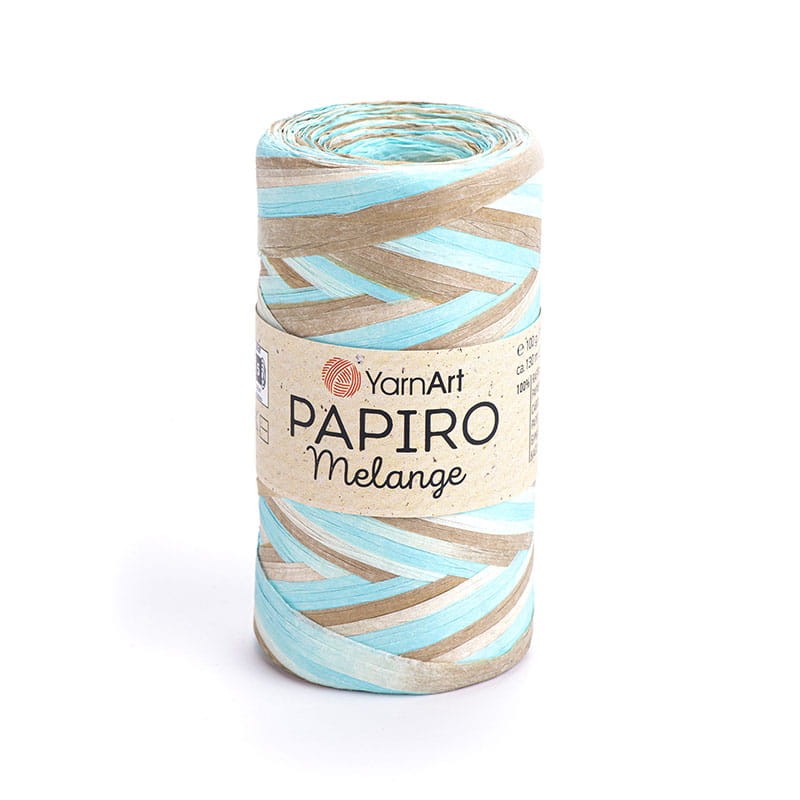 Włóczka Yarnart Papiro Melange 2304 / rafia papierowa / mięta-niebieski-beż