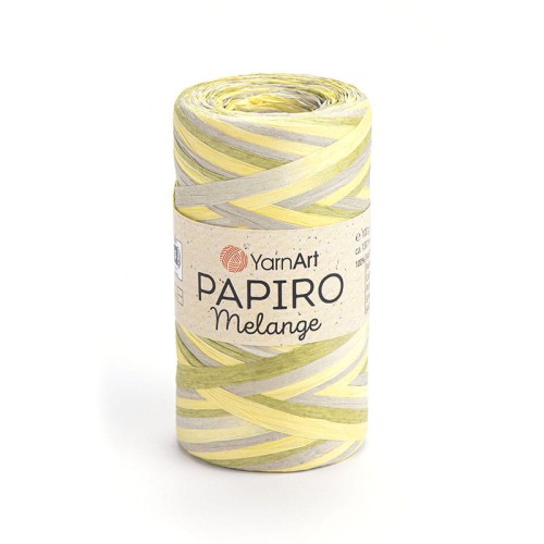 Włóczka Yarnart Papiro Melange 2312 / rafia papierowa / beż-żółty-zieleń