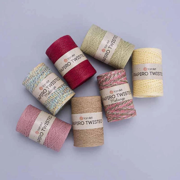 Włóczka Yarnart Papiro Twisted Melange 2310 / rafia papierowa / pudrowy-jagoda-fiolet