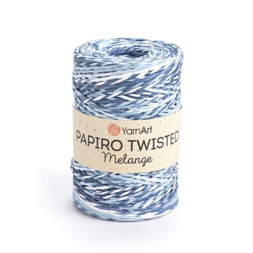 Włóczka Yarnart Papiro Twisted Melange 2311 / rafia papierowa / błękit-jeans-biel