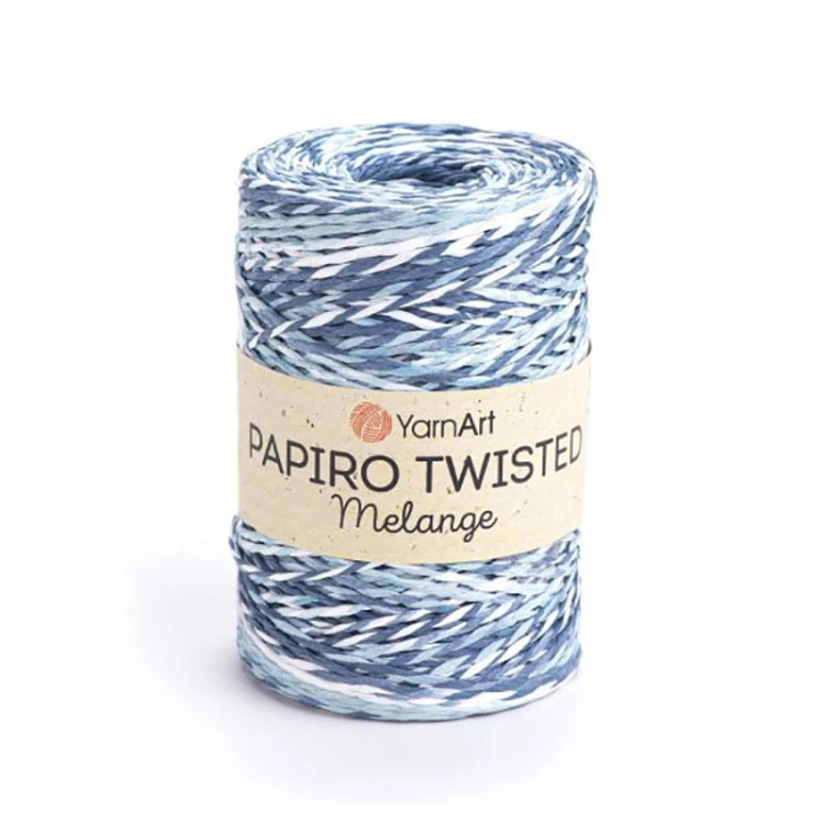 Włóczka Yarnart Papiro Twisted Melange 2311 / rafia papierowa / błękit-jeans-biel