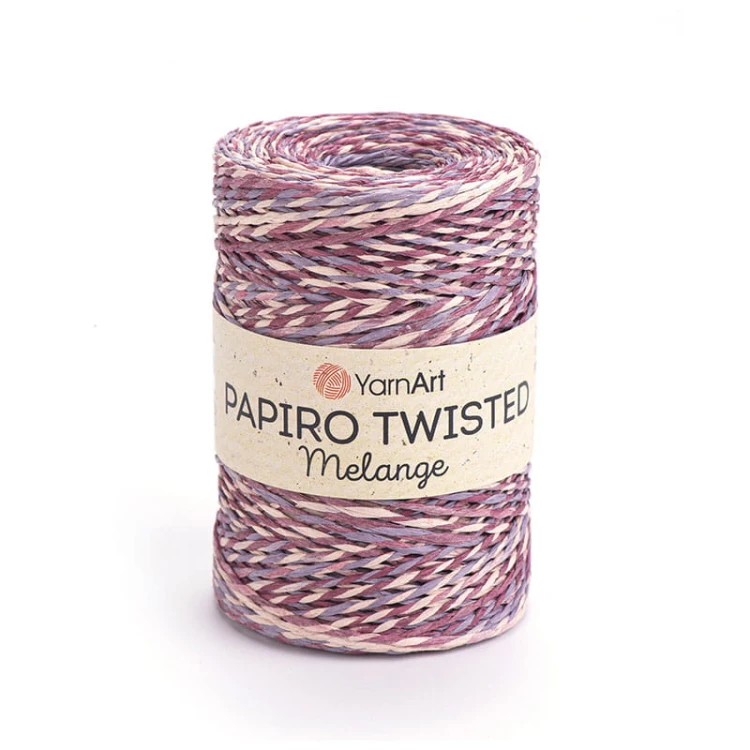 Włóczka Yarnart Papiro Twisted Melange 2310 / rafia papierowa / pudrowy-jagoda-fiolet