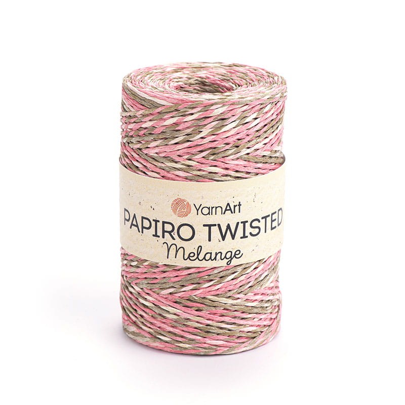 Włóczka Yarnart Papiro Twisted Melange 2301 / rafia papierowa / róż-beż-pudrowy