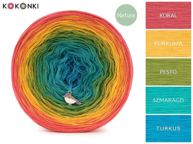 KOKONEK Nature NT113 Ciepła wiosna - Koral/kurkuma/pesto/szmaragd/turkus
