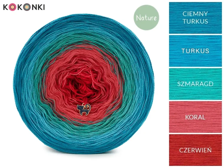 KOKONEK Nature NT114 Czysta Wiosna - Ciemny turkus/turkus/szmaragd/koral/czerwień
