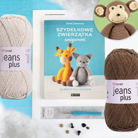 Zestaw amigurumi Małpka Madzia / włóczki szydełko książka i akcesoria