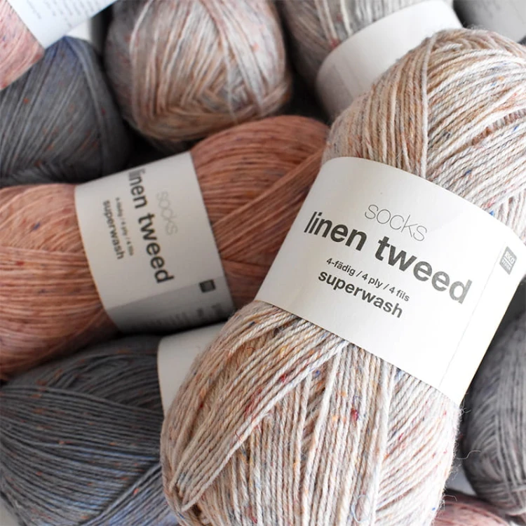Włóczka skarpetkowa Rico Design Socks Linen Tweed 4ply 002