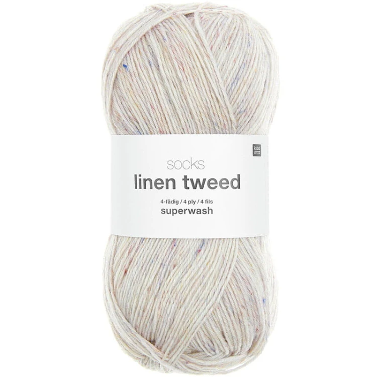 Włóczka skarpetkowa Rico Design Socks Linen Tweed 4ply 001