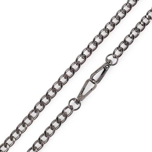 Łańcuszek do torebki z karabińczykiem / 120 cm / czarny nikiel / 1 szt / 930148