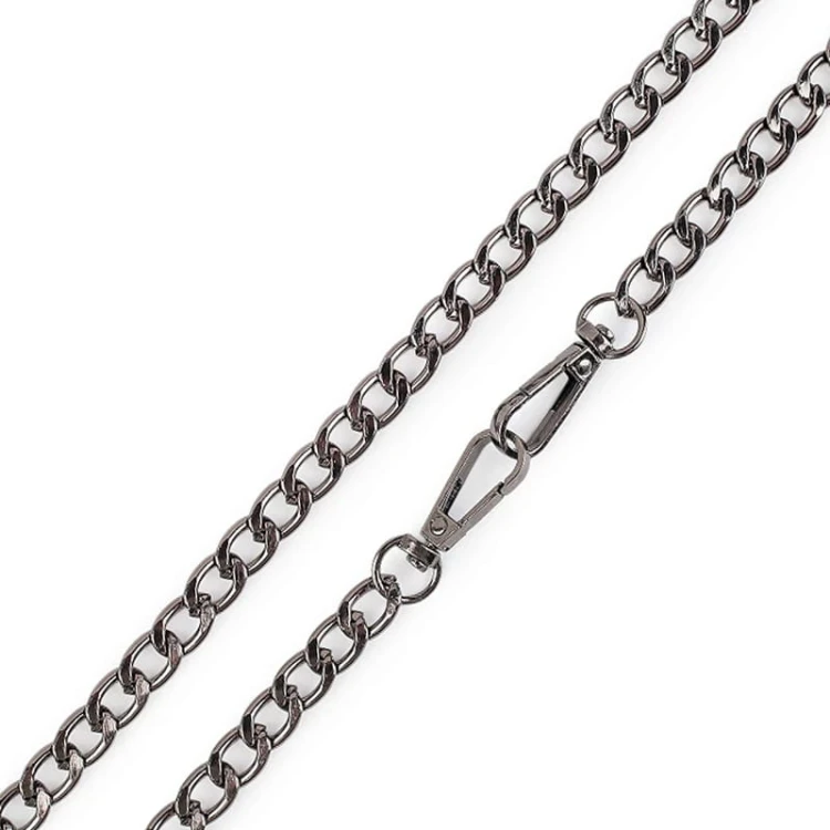 Łańcuszek do torebki z karabińczykiem / 120 cm / czarny nikiel / 1 szt / 930148