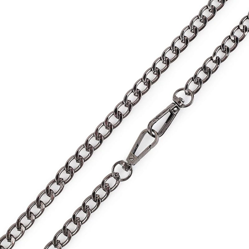 Łańcuszek do torebki z karabińczykiem / 120 cm / czarny nikiel / 1 szt / 930148