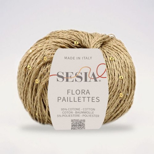 Włóczka z cekinami Sesia Flora Paillettes 0045 / beż i złoto