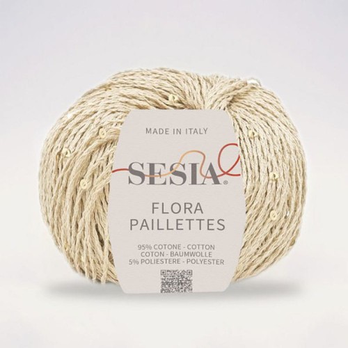 Włóczka z cekinami Sesia Flora Paillettes 0052 / krem