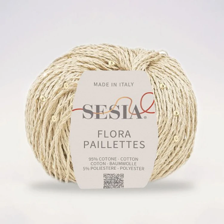 Włóczka z cekinami Sesia Flora Paillettes 0052 / krem