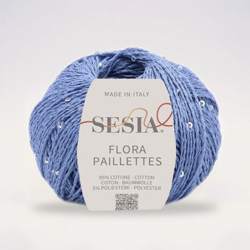 Włóczka z cekinami Sesia Flora Paillettes 0470 / niebieski i srebro