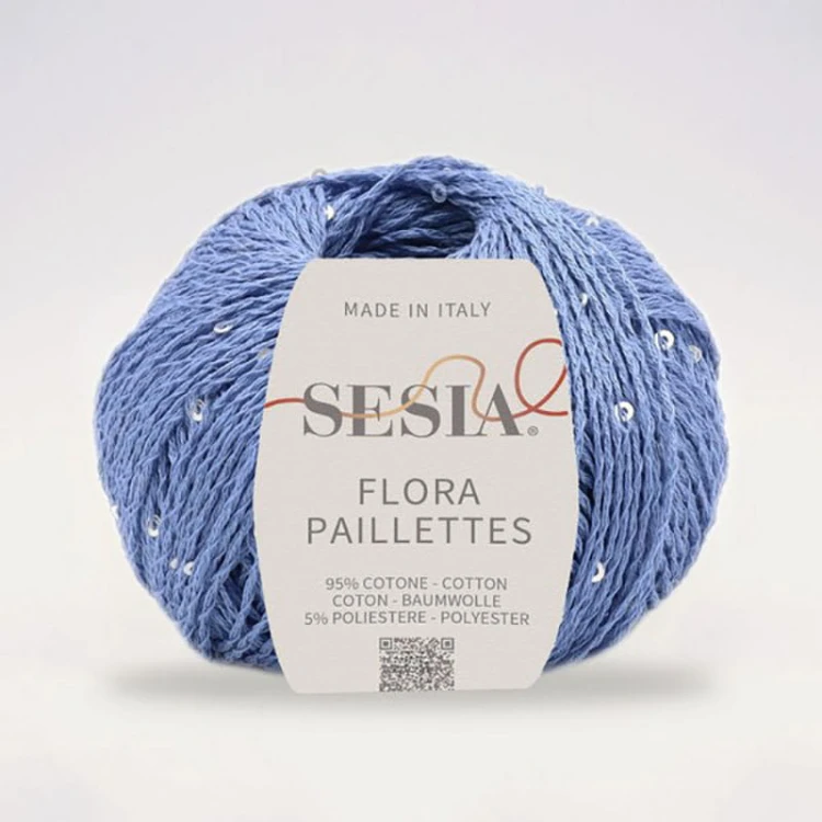 Włóczka z cekinami Sesia Flora Paillettes 0470 / niebieski i srebro