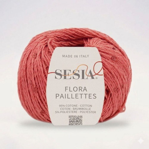 Włóczka z cekinami Sesia Flora Paillettes 5072 / koral