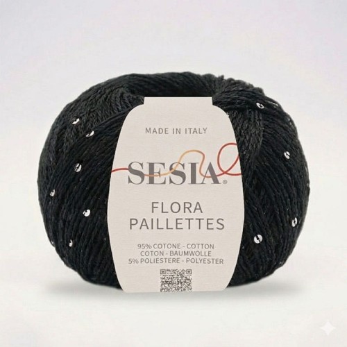 Włóczka z cekinami Sesia Flora Paillettes 8067 / czerń i srebro