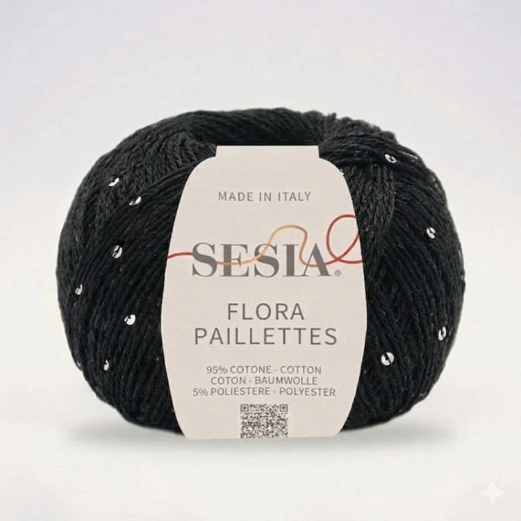 Włóczka z cekinami Sesia Flora Paillettes 8067 / czerń i srebro