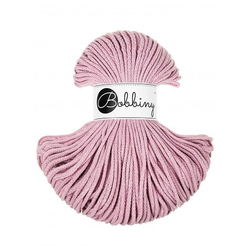 Sznurek pleciony bawełniany Bobbiny Junior / Zgaszony Różowy / Dusty Rose / 3mm / 100m