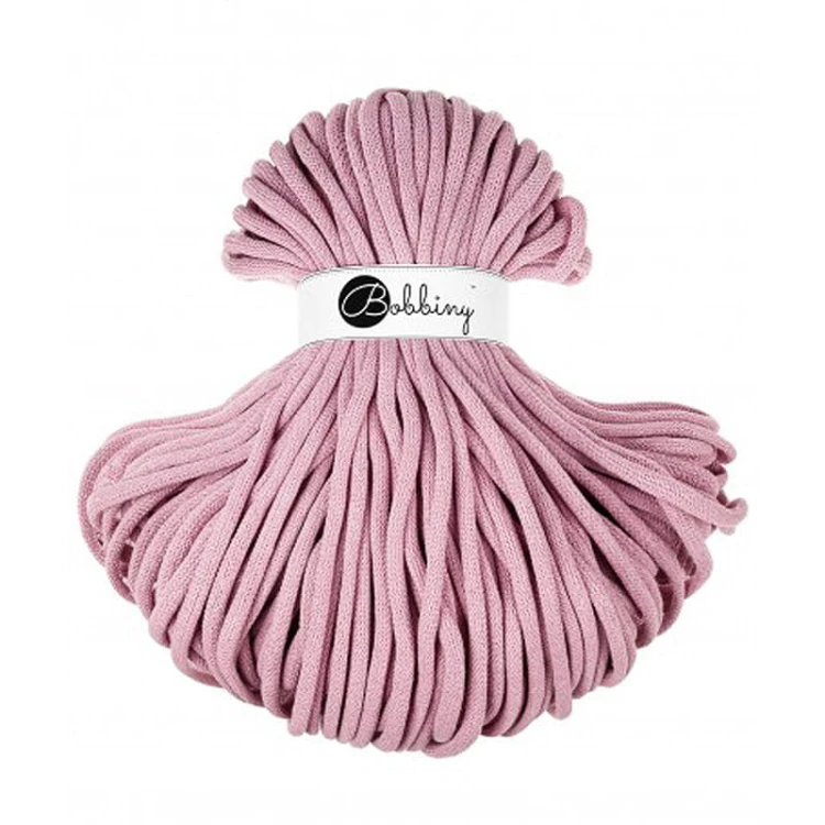 Sznurek pleciony bawełniany Bobbiny Jumbo / Zgaszony Różowy / Dusty Rose / 9mm / 100m
