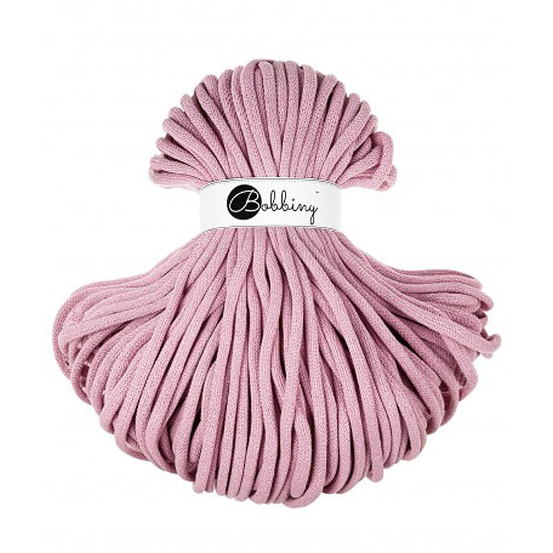 Sznurek pleciony bawełniany Bobbiny Jumbo / Zgaszony Różowy / Dusty Rose / 9mm / 100m