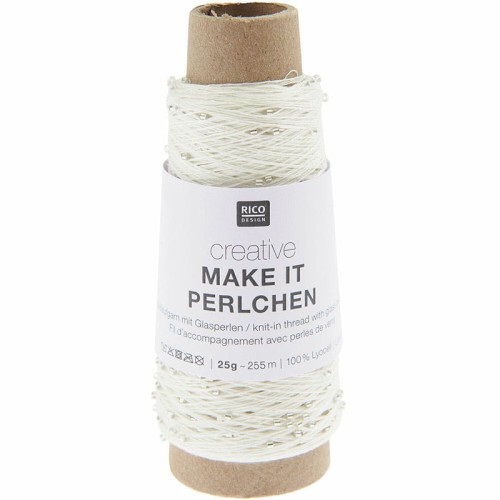Włóczka / nić z koralikami Rico Design Creative Make It Perlchen 001 / ecru