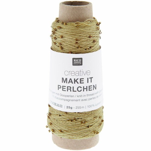 Włóczka / nić z koralikami Rico Design Creative Make It Perlchen 005 / bursztyn
