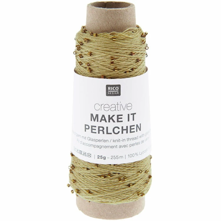 Włóczka / nić z koralikami Rico Design Creative Make It Perlchen 005 / bursztyn
